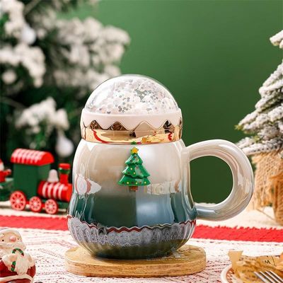 500 ml Geschenk-Box Reise-Keramik-Kaffee-Tasse Set mit Schräg-Perlglans