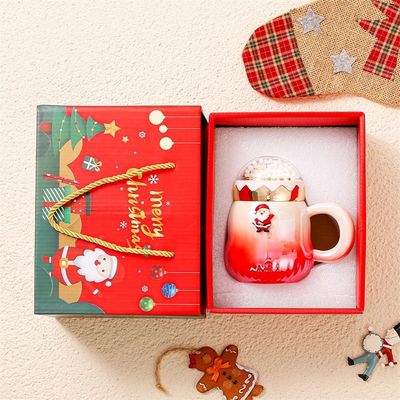 500 ml Geschenk-Box Reise-Keramik-Kaffee-Tasse Set mit Schräg-Perlglans