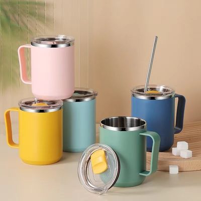 Nachhaltige 14oz Doppelwand Vakuum isolierte Edelstahl Kaffeetasse mit Deckel