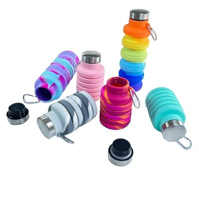 Zeitgenössisches Design 500ml Klappflasche aus Silikon für Unisex Reisen Fitnessstudio Sport