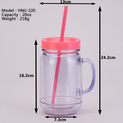Unisex Plastik-Getrinkbecher mit Griffdeckel und Strohkapazität 501-600 ml Portable Design