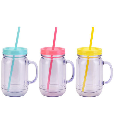 Unisex Plastik-Getrinkbecher mit Griffdeckel und Strohkapazität 501-600 ml Portable Design