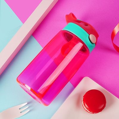 Farbige Kinder Trinkflasche mit Stroh BPA-freier Tritan Wasserflasche Kinder