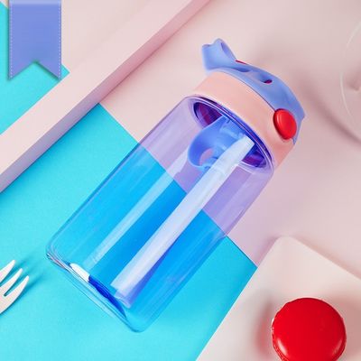 Farbige Kinder Trinkflasche mit Stroh BPA-freier Tritan Wasserflasche Kinder