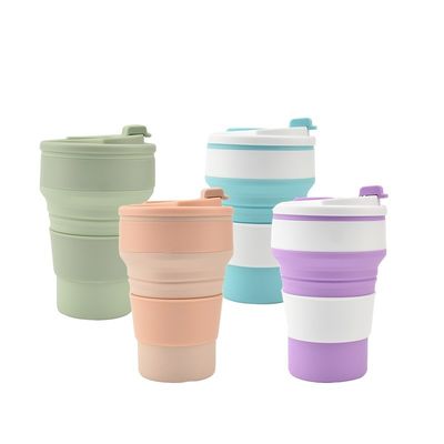 350 ml/500 ml individuell gedruckte Silikon-Faltbecher für wiederverwendbare tragbare Wasserflasche