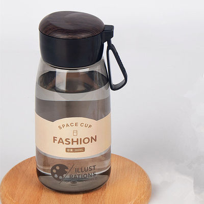 Transparentes Logo Drucken 380 ml einfache tragbare Plastikflasche für Outdoor-Sportarten
