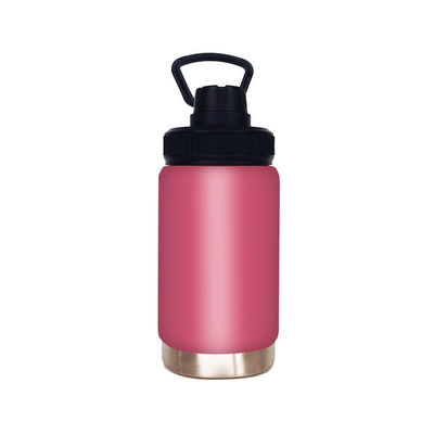 12oz rosa Doppelmauerte Wiederverwendbare Flasche mit Wärmedämmungsleistung und Griff