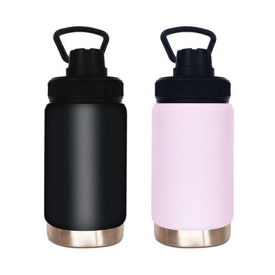 12oz rosa Doppelmauerte Wiederverwendbare Flasche mit Wärmedämmungsleistung und Griff