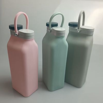 Klappbare Silikon-Klappwasserflasche mit Stroh