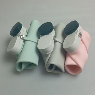 Klappbare Silikon-Klappwasserflasche mit Stroh