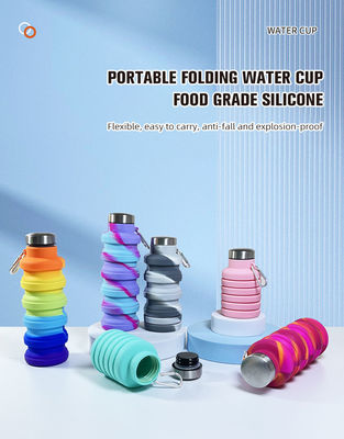 Outdoor Sport Tour Flasche niedliche recycelbare farbige Silikon-Wasserflaschen mit benutzerdefiniertem Logo