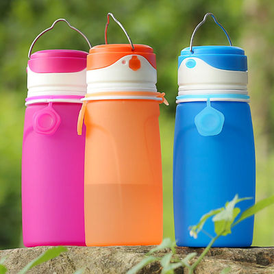 550 ml Bpa frei, klar, sublimation, klappbar, Sport, Kinder, Wasserflasche aus Silikon mit LED-Licht für Erwachsene