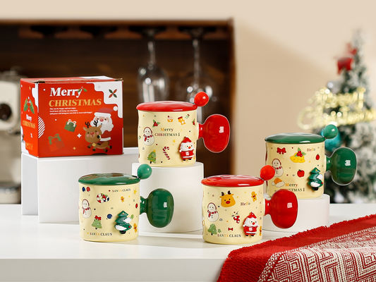 Hochwertige Keramik-Weihnachtsmann-Tasse mit Löffel