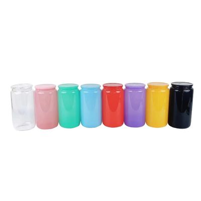 Glastrinkflasche 16oz farbenfrohe modische tragbare Form für kostenloses Obstwasser