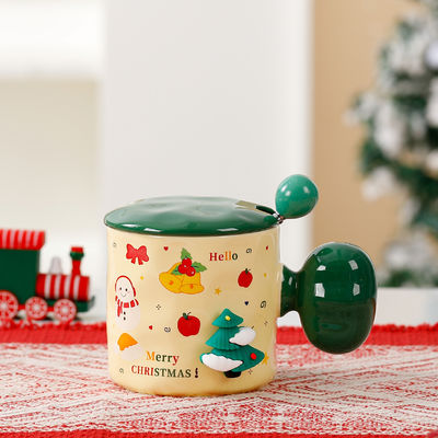 Sublimation Custom Keramik-Tasse mit Deckel und Löffel High Beauty 3D Weihnachts-Tasse Geschenk