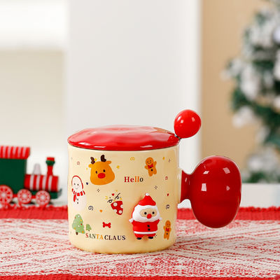 Sublimation Custom 3D Weihnachtsbecher Keramik Tasse mit Deckel und Löffel 380 ml Kapazität