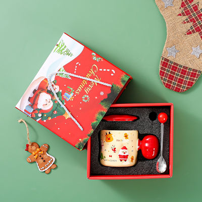 Sublimation Custom 3D Weihnachtsbecher Keramik Tasse mit Deckel und Löffel 380 ml Kapazität