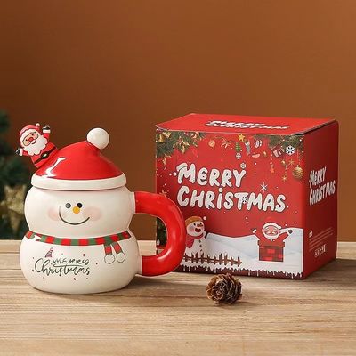 1 Stück Garantie Keramik Weihnachtsmann-Tasse Weihnachtsbecher mit Custom Logo Design und Löffel
