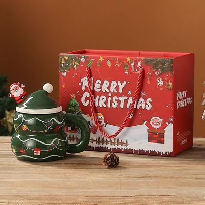1 Stück Garantie Keramik Weihnachtsmann-Tasse Weihnachtsbecher mit Custom Logo Design und Löffel