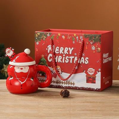 1 Stück Garantie Keramik Weihnachtsmann-Tasse Weihnachtsbecher mit Custom Logo Design und Löffel