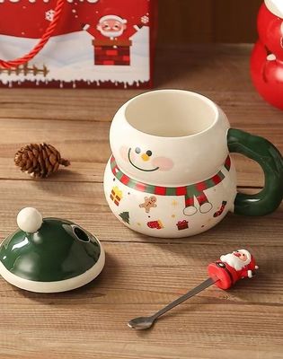 1 Stück Garantie Keramik Weihnachtsmann-Tasse Weihnachtsbecher mit Custom Logo Design und Löffel
