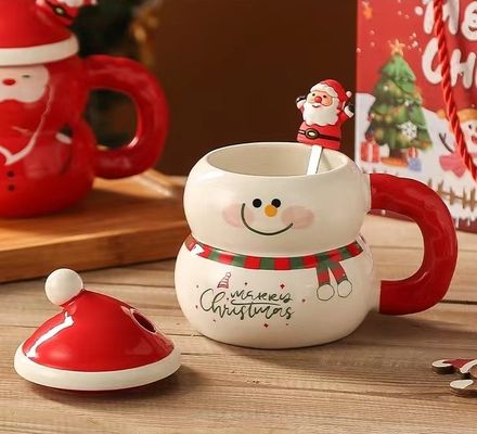1 Stück Garantie Keramik Weihnachtsmann-Tasse Weihnachtsbecher mit Custom Logo Design und Löffel