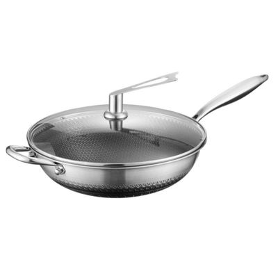 Custom Printing Logo Edelstahl Wok geeignet für den Ofen und umweltfreundliche Kochen