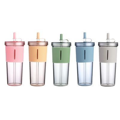 Großkapazität, hitzebeständig, Strohwasserbecher mit transparenter Silikonhülle