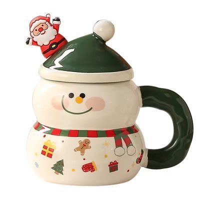 Essen Porzellan Weihnachtsbecher 400 ml Kapazität Luxus Geschenk Set mit Löffel und Deckel
