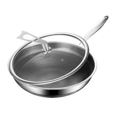 Nachhaltiges 316 Edelstahl Wok 32cm 34cm Doppelseitiges Bildschirm Honighalm Kochgeschirr