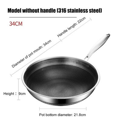 Nachhaltiges 316 Edelstahl Wok 32cm 34cm Doppelseitiges Bildschirm Honighalm Kochgeschirr