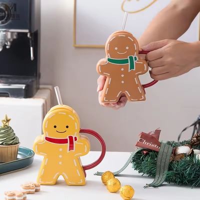 Gingerbread-Form Weihnachtskeramik-Tasse Geschenk-Kaffee-Tasse für nachhaltige Getränke