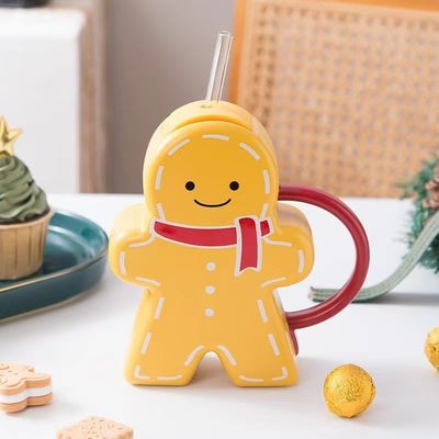Nachhaltige Gingerbread-Form Keramik Tasse Vintage Weihnachtsbecher für Familie und Freunde