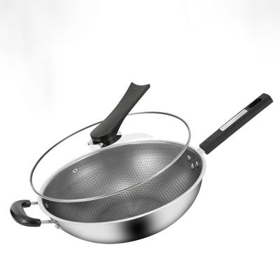 Honighals-Wok nicht klebendes Kochgeschirr für den Allgemeinen auf Gas und Induktionskocher 32/34 Cm Durchmesser