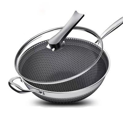 Glasdeckel Fritten Topf Küchengerät Kochgeschirr Pfanne Metallmaterial Honigsack Wok Ein Griff