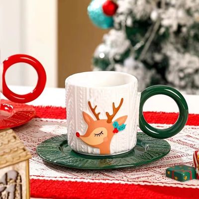 Keramische Tee-Tasse im Weihnachtsstil mit Custom-Logo Weihnachtsmann und Baummuster