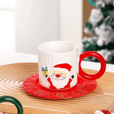 Keramische Tee-Tasse im Weihnachtsstil mit Custom-Logo Weihnachtsmann und Baummuster