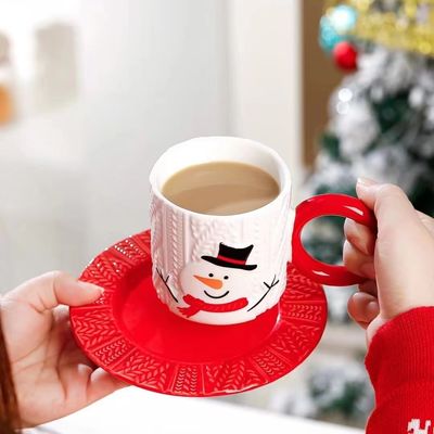 Keramische Tee-Tasse im Weihnachtsstil mit Custom-Logo Weihnachtsmann und Baummuster