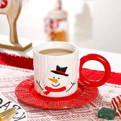 Keramische Tee-Tasse im Weihnachtsstil mit Custom-Logo Weihnachtsmann und Baummuster