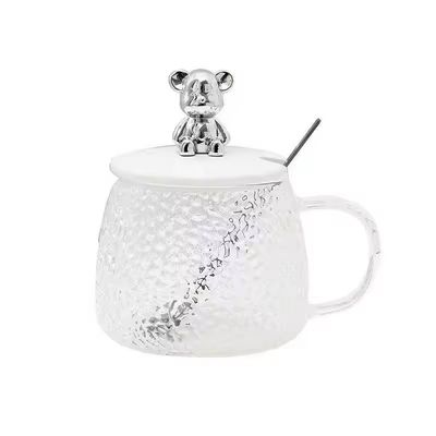 Minimalistisches Design Glas Kaffeetasse mit Griffdeckel Löffel Hoch aussehen 380ml Kapazität