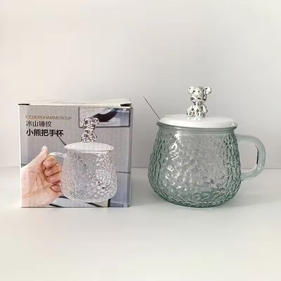 Minimalistisches Design Glas Kaffeetasse mit Griffdeckel Löffel Hoch aussehen 380ml Kapazität