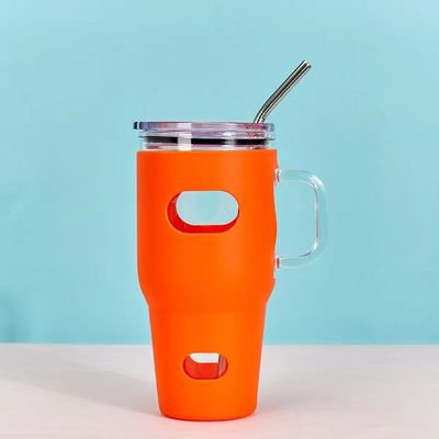 Lebensmittelqualität 32oz Glas Tumbler Sublimation mit Holzdeckel und Stroh angepasste Farbe