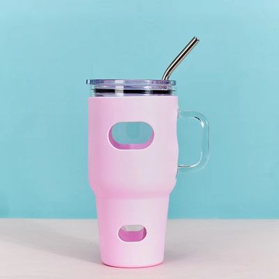 32oz Glas-Tumbler Sublimation mit Holzdeckel und Stroh TOUR Outdoor Aktivität mit Deckel