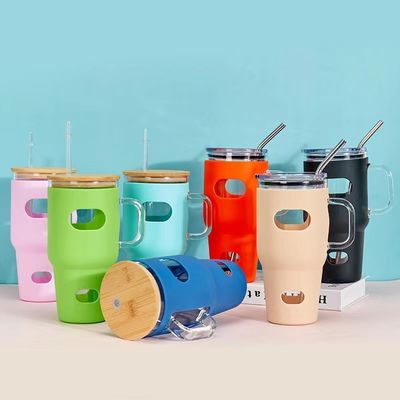 32oz Glas-Tumbler Sublimation mit Holzdeckel und Stroh TOUR Outdoor Aktivität mit Deckel