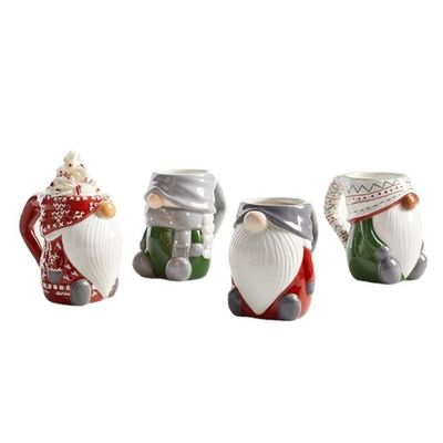 Custom-Weihnachtskeramik-Tasse mit 3D-Weihnachtsmann-Design-Cartoonstil und individueller Farbe
