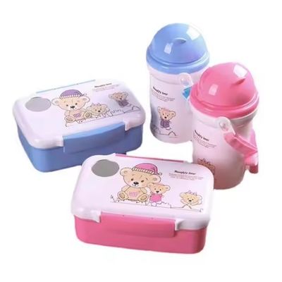 500 ml Strohkessel Plastik Lunchbox mit Wasser Tasse Set perfekt für die Mittagszeit Vielfalt
