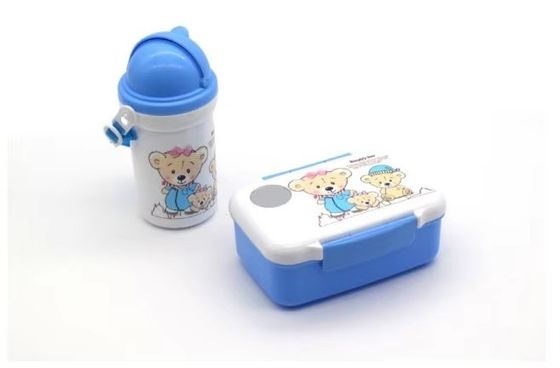 Custom Logo akzeptabel Kinder Cartoon Lunch Box Set mit 500ml Strohkessel
