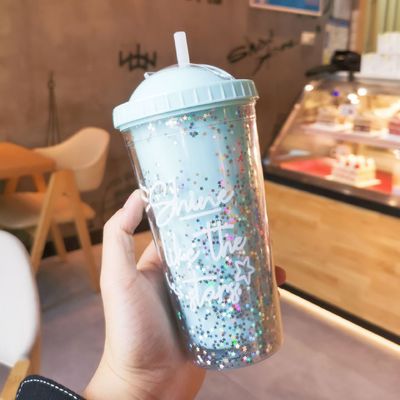 Doppelwand 550ml Bpa-frei Glitter Eiscreme Tumbler für Reise-freundlich