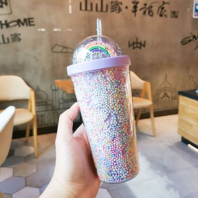 Doppelwand 550ml Bpa-frei Glitter Eiscreme Tumbler für Reise-freundlich