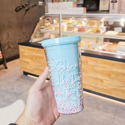 Doppelwand 550ml Bpa-frei Glitter Eiscreme Tumbler für Reise-freundlich